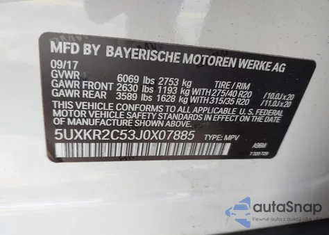 2018 BMW X5 Sdrive35I из США, поврежденный, VIN 5UXKR2C53J0X07885